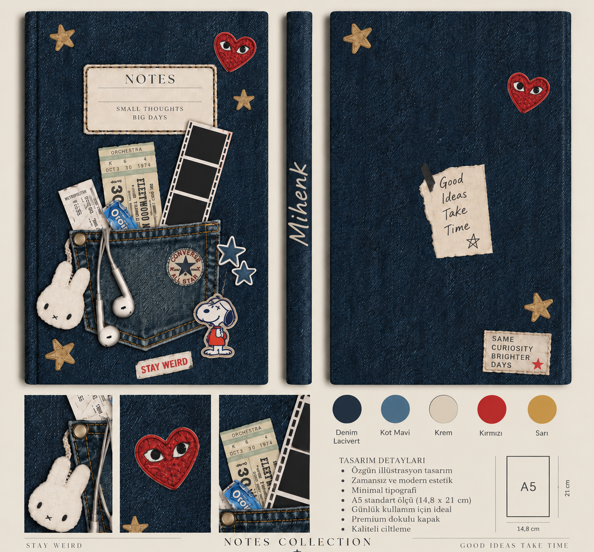 Mihenk Hardcover - Denim Defter